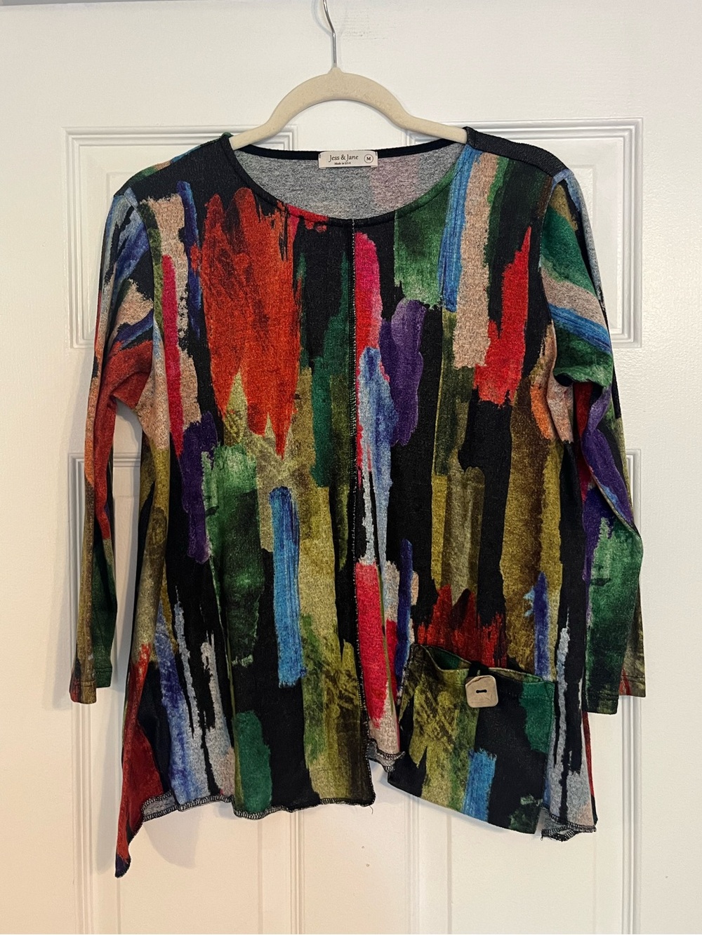 Jess & Jane Multicolor Brushstroke Long-Sleeve Blouse